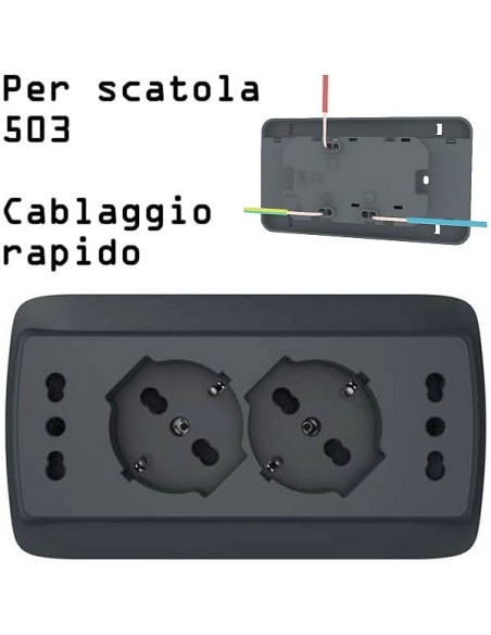 Kit 2 schuko 10/16A+2 bipasso 10/16A per scatola 503 - IMQ
